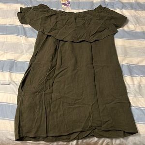 new cute olive off the shoulder dress